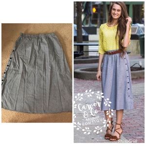 Midi skirt navy blue gingham